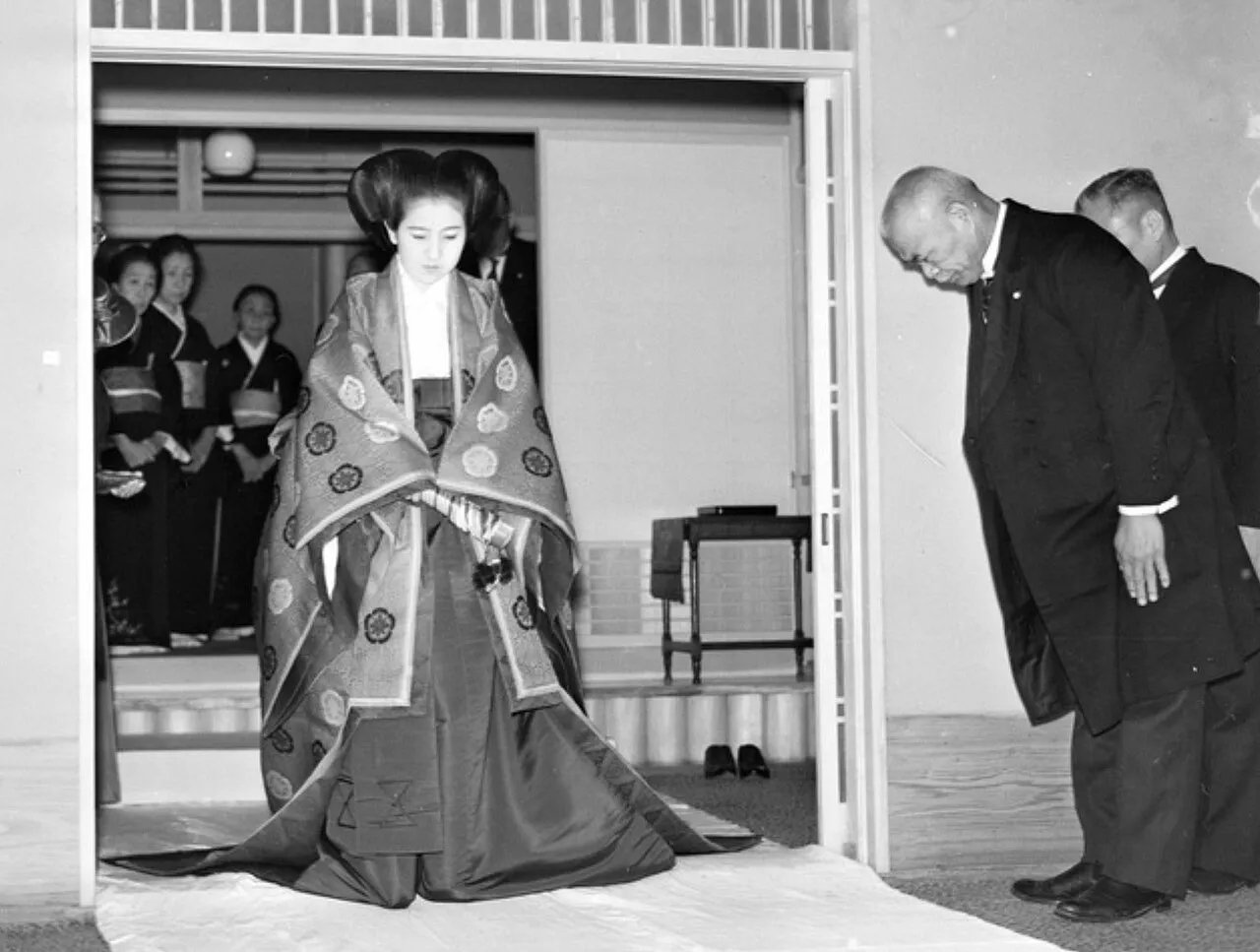 Yuriko Tagaki leaves her family home en route to marry Prince Mikasa, the Emperor's youngest brother, in Tokyo on 22 October 1941