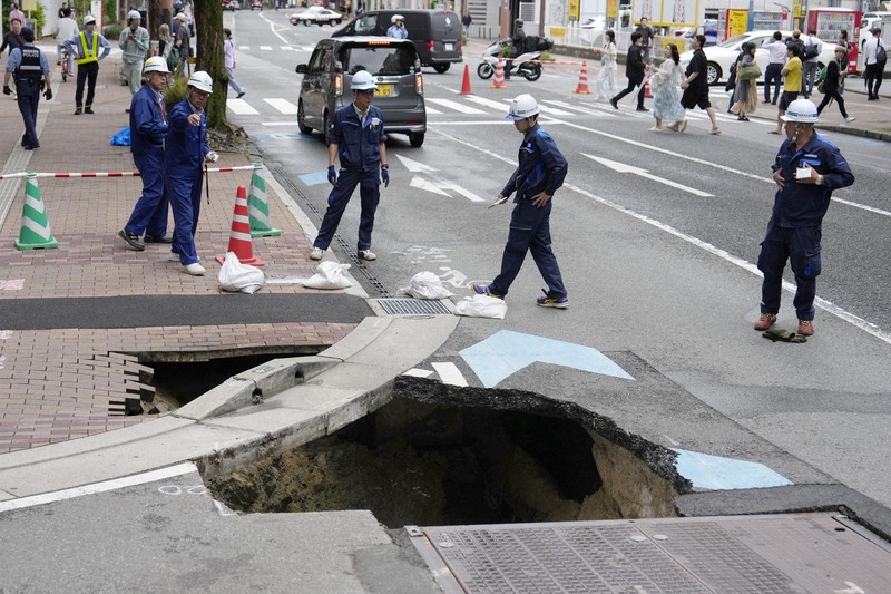 Four-metre sinkhole opens in Fukuoka