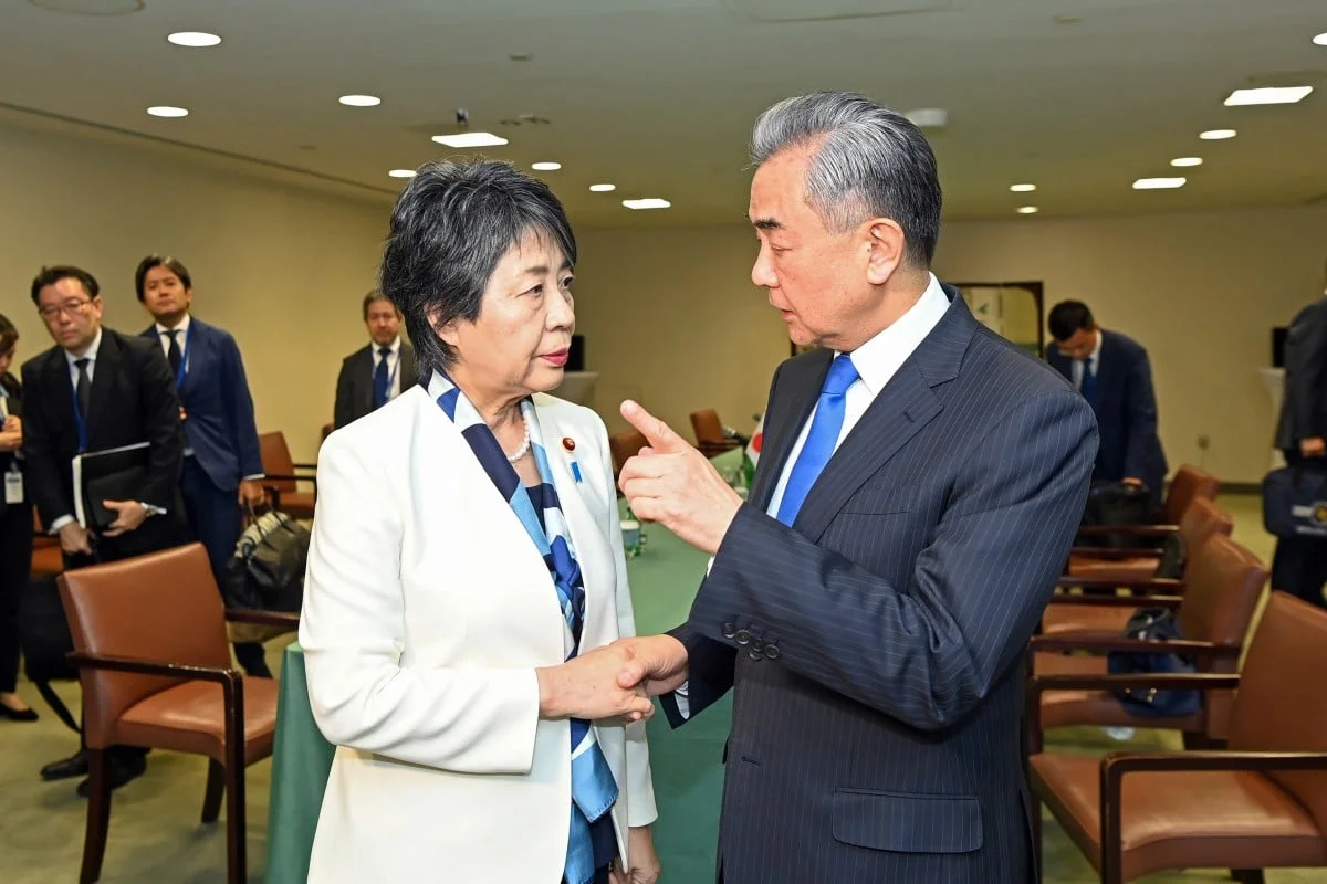 Japanese Foreign Minister Yoko Kamikawa meeting her Chinese counterpart