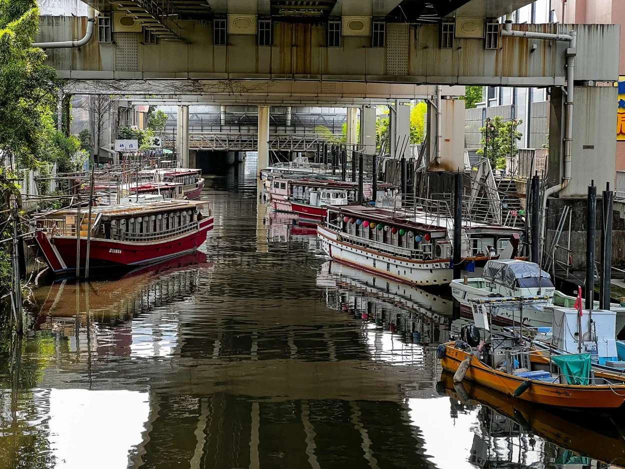 Yakatabune moored not far from Hamamatsucho Station