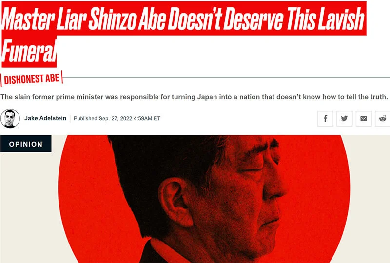 Master Liar Shinzo Abe Doesn’t Deserve This Lavish Funeral