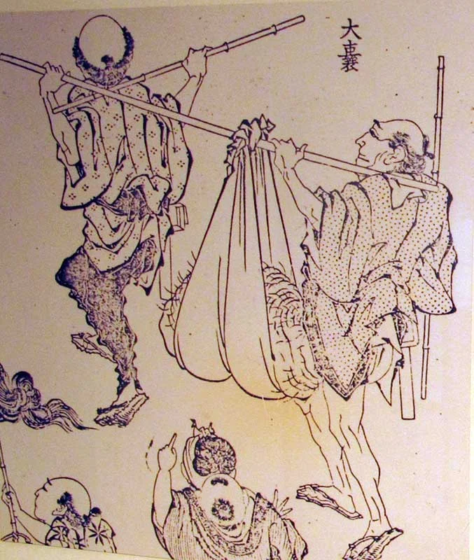 Ukiyo-e by Hokusai depicts an Edo-era commoner suffering from elephantiasis