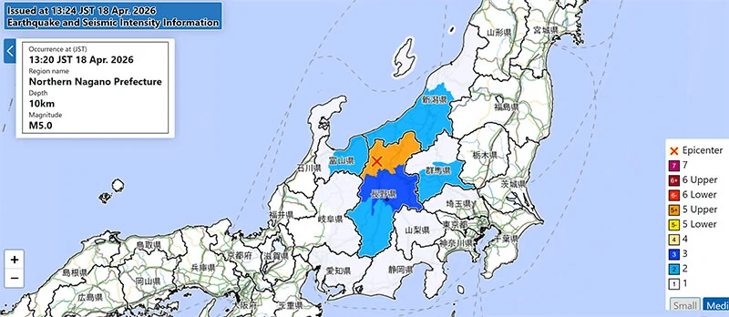 Nagano quake 18 April 2026