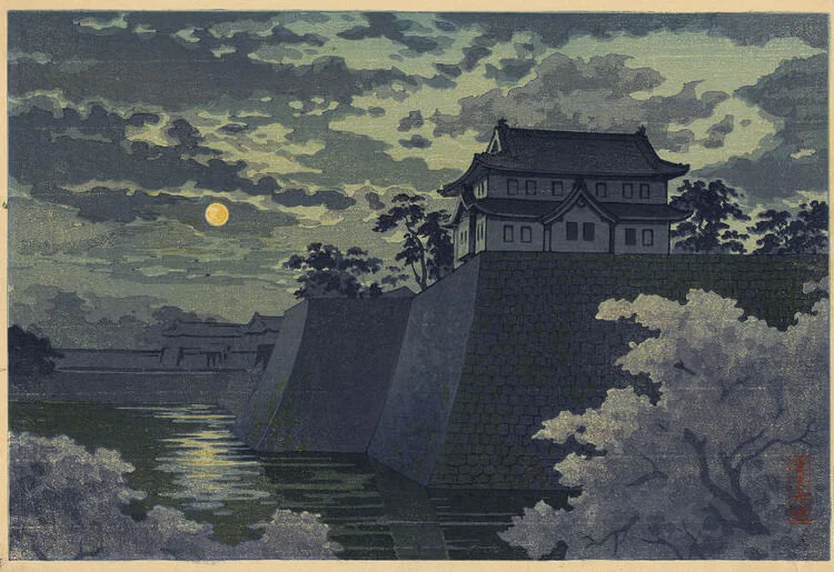 Tsuchiya Kōitsu (土屋光逸, 1870-1949), Moonlit Evening at Osaka Castle (大阪城の月夜), 1932