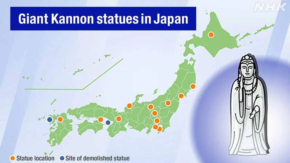 Giant Kannon statues in Japan