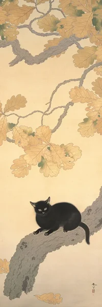 Cat-and-Plum-Blossoms-(猫梅)-by-Hishida-Shunsō-03.webp