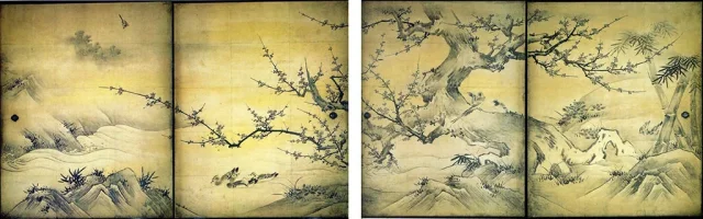  Kano Eitoku, Birds and flowers of the four seasons, Tree