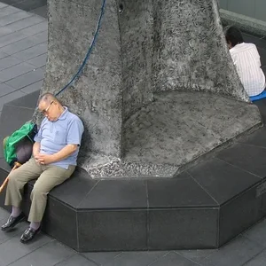 taking a nap at he Kyoto sta.