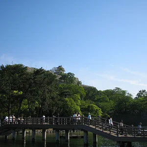 "Marugame castle" wooden bridge to the gate