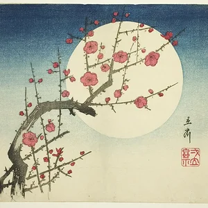 A Red Plum Branch against the Summer Moon