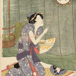Woman beside a Mosquito Net