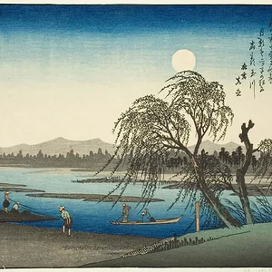 Autumn Moon on the Tama River