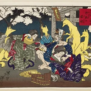 Bewitching foxes at the Mimeguri Shrine on the Sumida Embankment