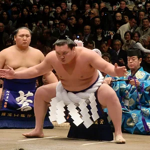 1920px-Hakuho_Shiranui_dohyo-iri_2012_Jan.JPG