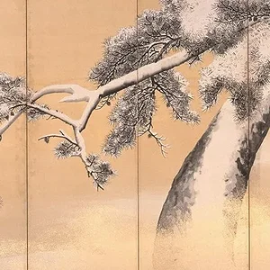 Snow on pines (right panel)