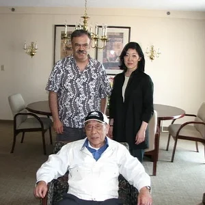 With Haruo Nakajima and his daughter Sonoe in their suite at G-FEST XV in Chicago, July 2008.