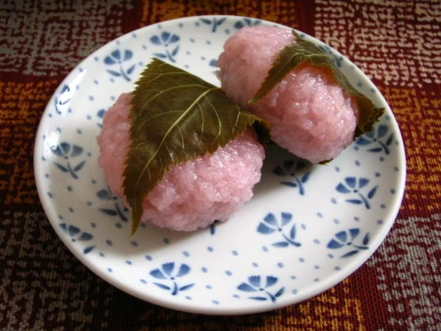 "Sakuramochi" sweets in pretty pink