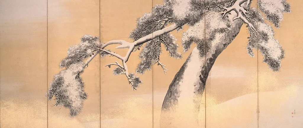 Snow on pines (right panel)