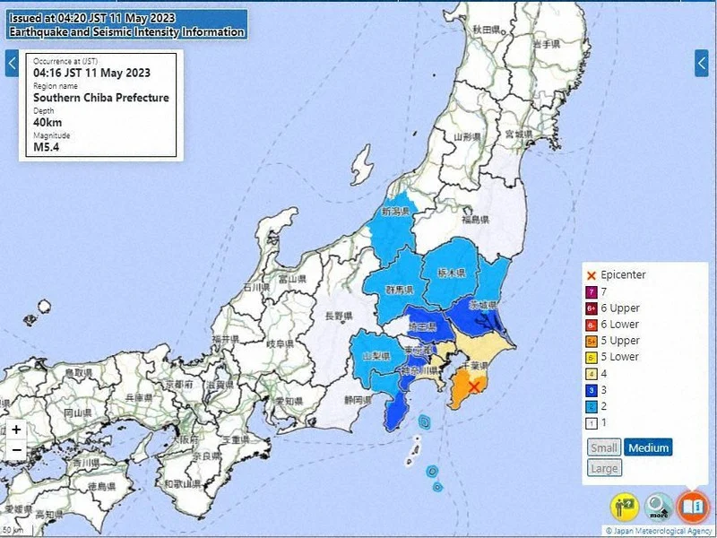 Tokyo Bay area hit by M5.4 quake