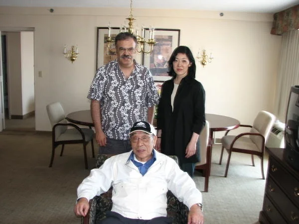 With Haruo Nakajima and his daughter Sonoe in their suite at G-FEST XV in Chicago, July 2008.