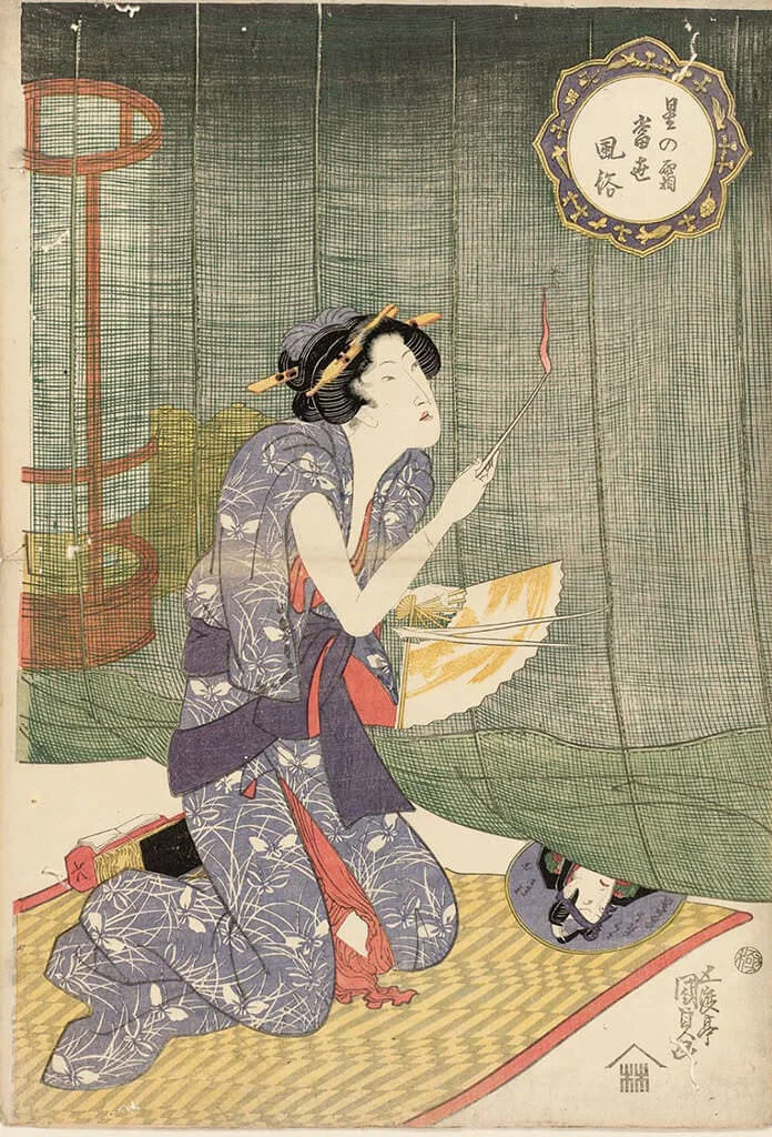 Woman beside a Mosquito Net